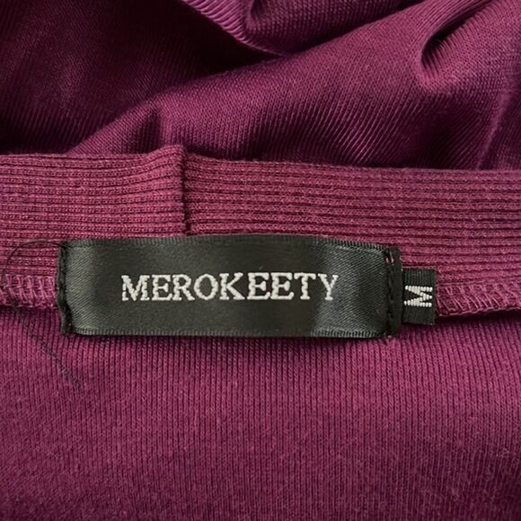 Merokeety Sweater Womens Medium Purple Longline Cardigan Duster Casual Preppy - Picture 5 of 6